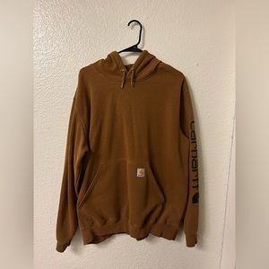 LOOSE FIT MIDWEIGHT LOGO SLEEVE GRAPHIC HOODIE SIZE LARGE CARHARTT BROWN